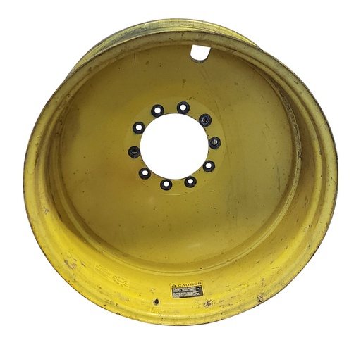 [T010147RIM] 16"W x 38"D, John Deere Yellow 10-Hole Dolly Dual-Outside , -13" Offset