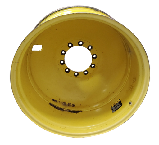 [T010190RIM] 18"W x 38"D, John Deere Yellow 10-Hole Dolly Dual-Outside , -13.38" Offset