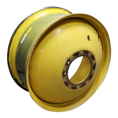 [T010282RIM] 16"W x 38"D, John Deere Yellow 10-Hole Dolly Dual-Outside , -13" Offset