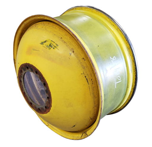 [T011518RIM] 16"W x 38"D, John Deere Yellow 10-Hole Dolly Dual-Inside , -15" Offset