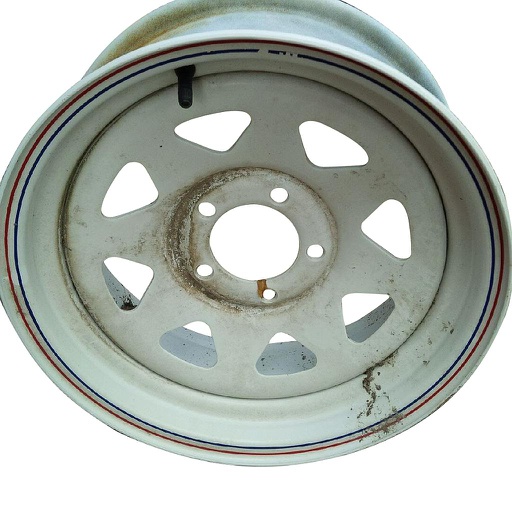 [002160-Z] 6"W x 15"D, Ford / New Holland White 5-Hole Spoked Trailer