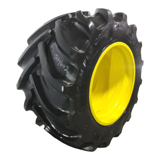 [T014602] LSW1250/35R46 Goodyear Farm Custom Flo Grip R-2 on John Deere Yellow 20-Hole Formed Plate 90%