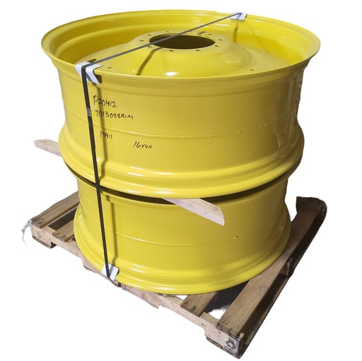 [T013088RIMY] 16"W x 42"D, John Deere Yellow 10-Hole Formed Plate , -8.25" Offset