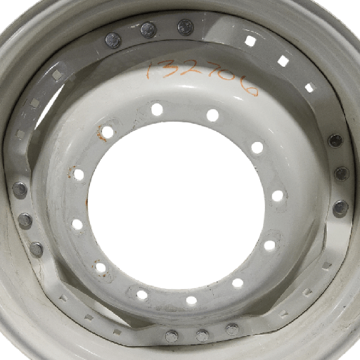 [132706] 12-Hole Waffle Wheel (Groups of 3 bolts) Center for 34" Rim, New Holland White