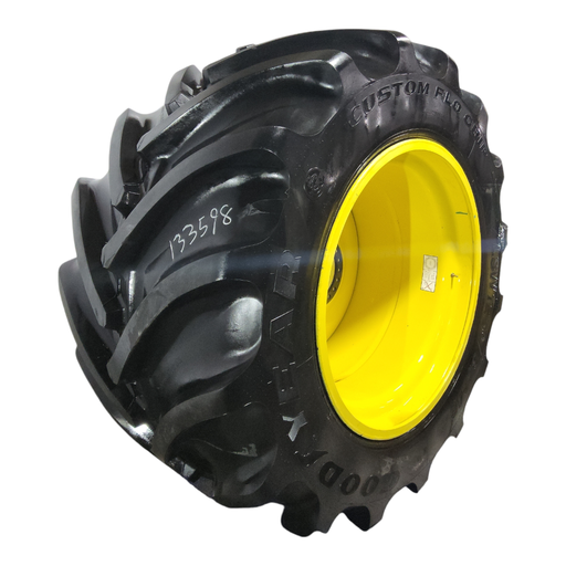 [133461] LSW1250/35R46 Goodyear Farm Custom Flo Grip R-2 on John Deere Yellow 20-Hole Formed Plate 95%