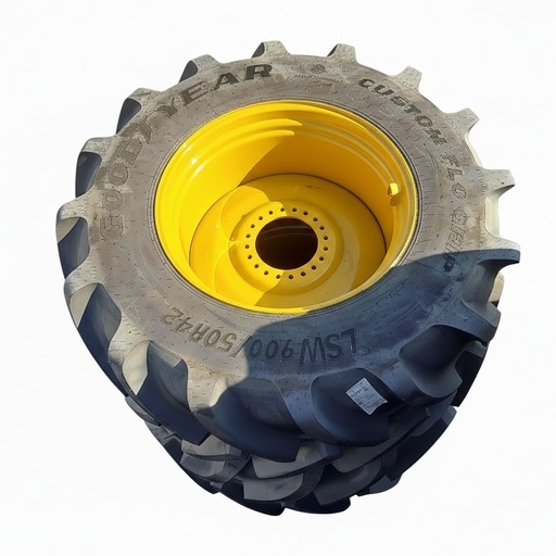 [04242768871162L/R(SIS)] LSW900/50R42 Goodyear Farm Custom Flo Grip Radial CFO R-2 on Industrial Yellow 20-Hole Formed Plate