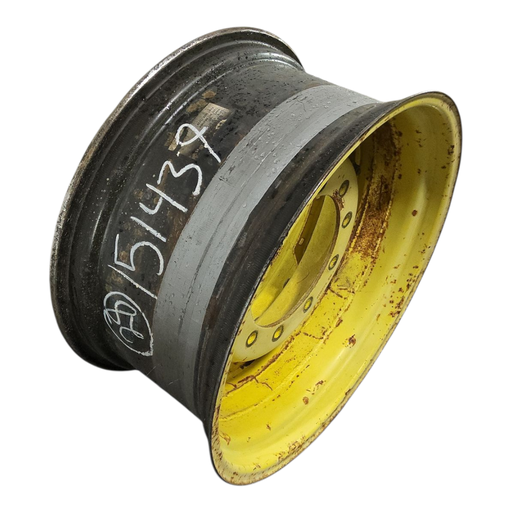 [NTS-151439] 14"W x 28"D, John Deere Yellow 8-Hole Waffle Wheel (Groups of 2 Bolts) 14"W x 28"D, John Deere Yellow 8-Hole Waffle Wheel (Groups of 2 Bolts) 28X15 Waffle Wheels W/ 10 hole centers widened and welded