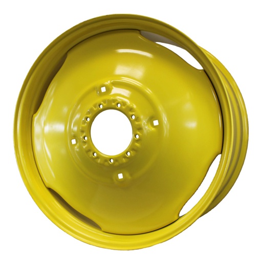[64114] 12"W x 38"D, John Deere Yellow 9-Hole Stamped Plate , -6.38" Offset