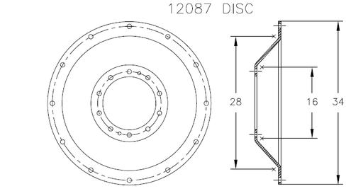 [15659W] 10-Hole Stub Disc Center for 38"-54" Rim, Ford / New Holland White