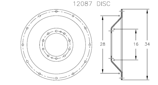 [15659FR] 10-Hole Stub Disc Center for 38"-54" Rim, Fendt/Agco Red